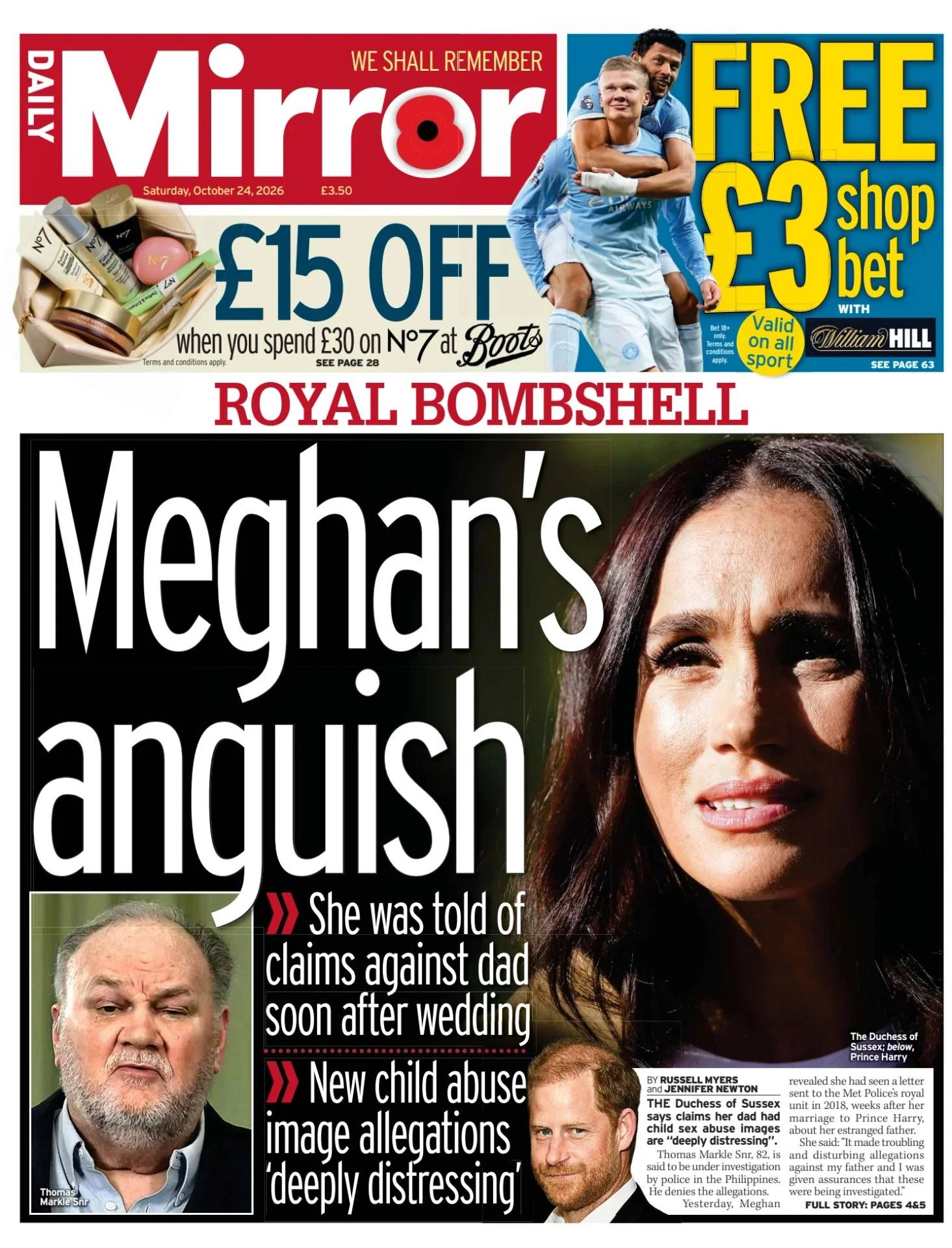 Prima-pagina-Daily Mirror-edizione-di-oggi-24-10-2026